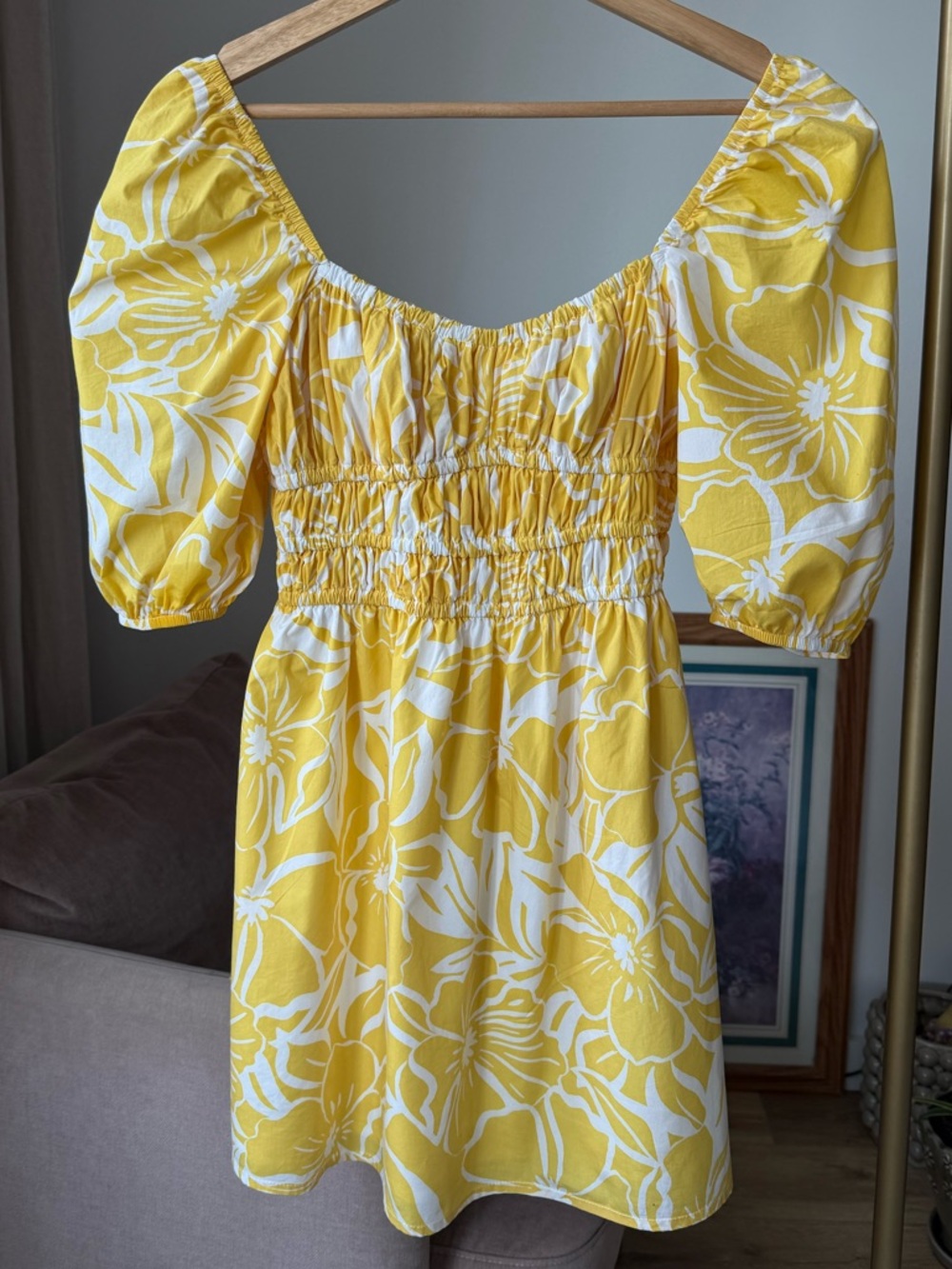 Faithfull Marinelli Floral Mini Dress Yellow Romantic Summer, S - Picture 4 of 13